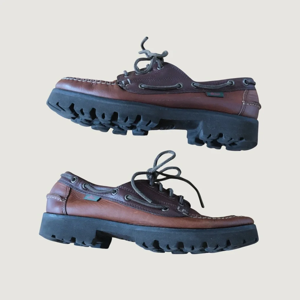 G.H. BASS Ranger Super Lug Men Brown Hand Sewn Vintage Y2K 9.5D Boat Shoes